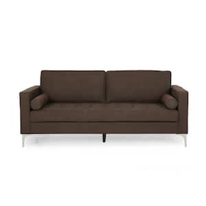 Portwall 82.25 in. Brown Solid Fabric 3-Seater Lawson Sofa