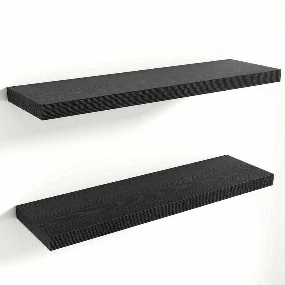 36 in. W x 10 in. D Black Floating Shelves with Invisible Bracket