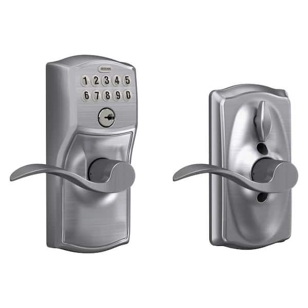 Camelot Satin Chrome Electronic Keypad Door Lock with Accent Handle and Flex Lock