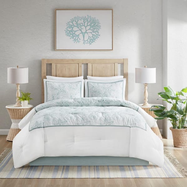 HARBOR HOUSE Maya Bay 4-Piece White Cotton Full Comforter Set