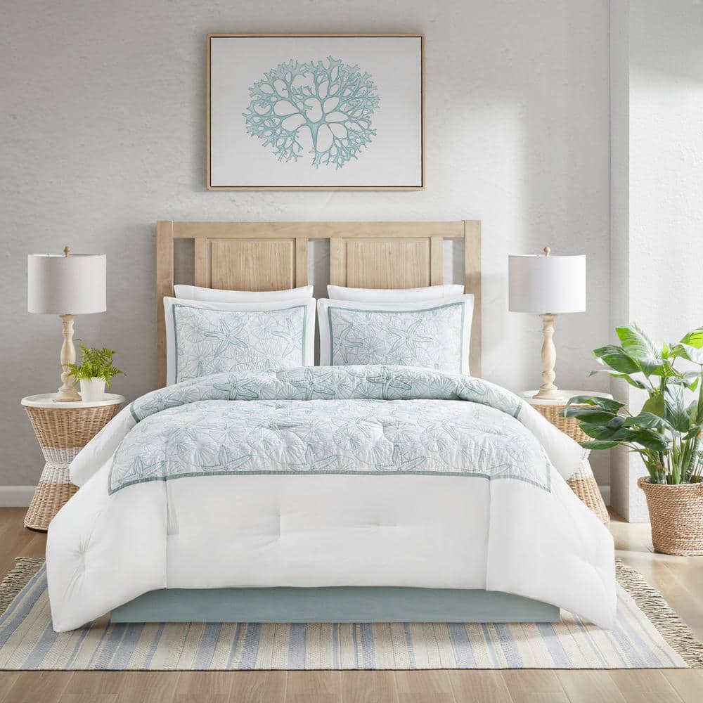 HARBOR HOUSE Maya Bay 4-Piece White Cotton Queen Comforter Set HH10 ...