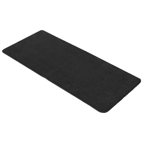 EVIDECO French home goods Black 20 in. x 48 in. Polyester Microfiber Bath Mat Runner Rug