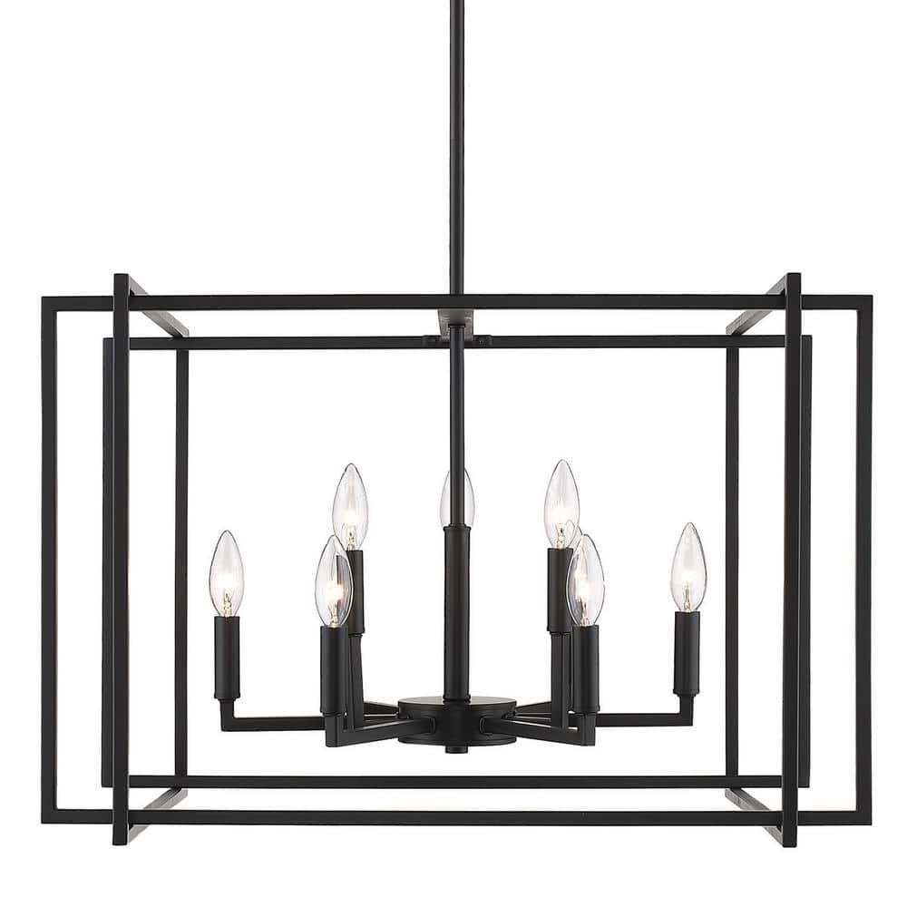 Tribeca Matte Black Steel 26" Open-Cage Chandelier