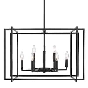 Tribeca 9-Light Black Chandelier with Black Accents