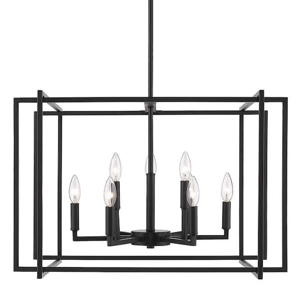 Tribeca 9-Light Black Chandelier with Black Accents