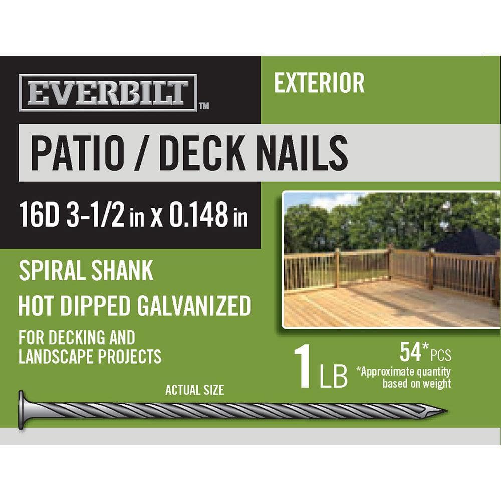 Everbilt 16D 31/2 in. Patio/Deck Nails Hot Dipped Galvanized 1 lb (Approximately 54 Pieces