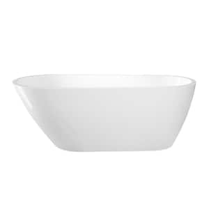 Nottingham 66 in. Acrylic Slipper Flatbottom Non-Whirlpool Bathtub in White with Integral Drain in Polished Brass