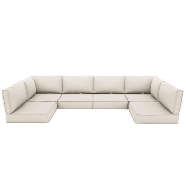 26 in. x 26 in. x 5 in. (14-Piece) Deep Seating Outdoor Sectional Cushion Cream