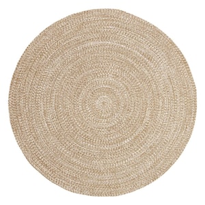 Braided Canvas-White 6 ft. Round Reversible Transitional Polypropylene Indoor/Outdoor Area Rug