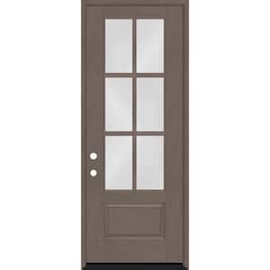 Regency 36 in. x 96 in. 3/4-6 Lite Clear Glass RHIS Ashwood Stained Fiberglass Prehung Front Door
