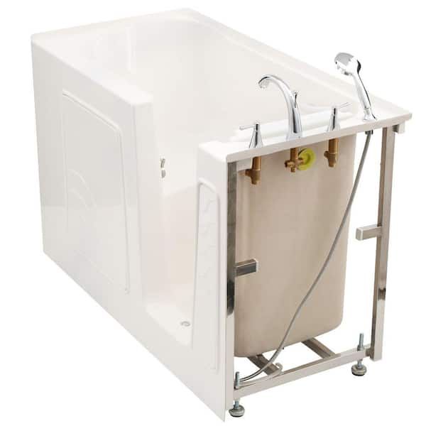 Builder's Series 26 in. L x 53 in. W Right Side Drain Soaker Bathtub in White with Fast Filling Faucet Set