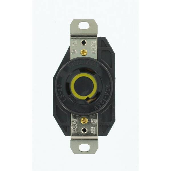 Leviton 20 Amp 125-Volt Flush Mounting Grounding Locking Outlet, Black