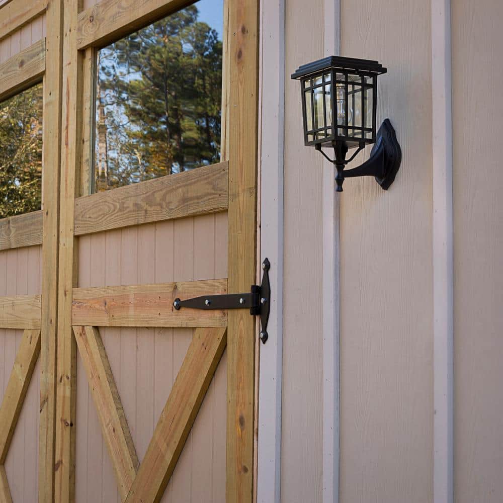 Prairie Bulb Single Black Integrated LED Outdoor Solar Post Light with 3-Mounting Options Fitter, Pier and Wall Mounts