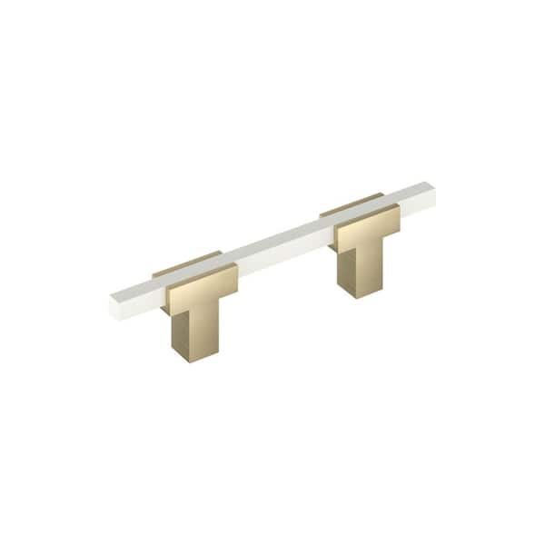 Urbanite 3 in. (76mm) Center-to-Center Modern Golden Champagne/White Bar Cabinet Pull