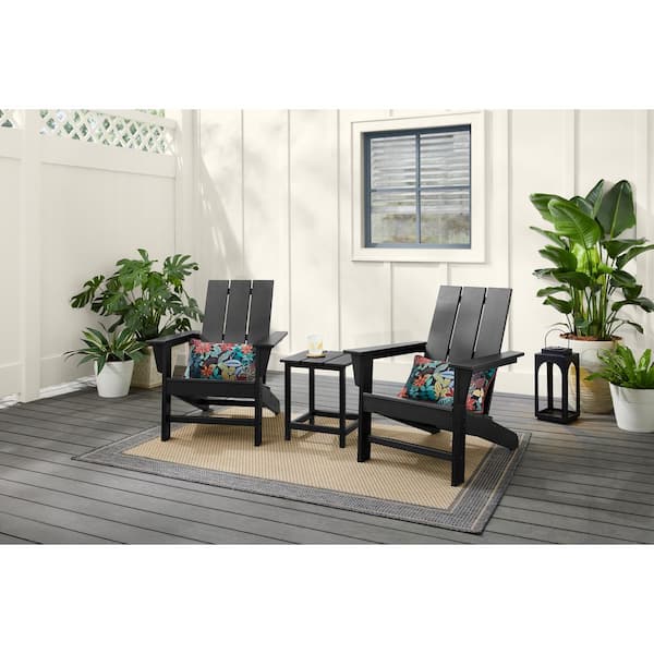 Hampton Bay Autumn Glen HDPE All-Weather Adirondack Chair Black