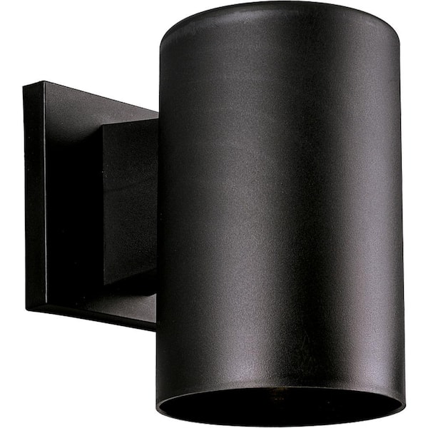Progress Lighting Cylinder Collection 5" Black Polymeric Modern Outdoor Wall Lantern Light