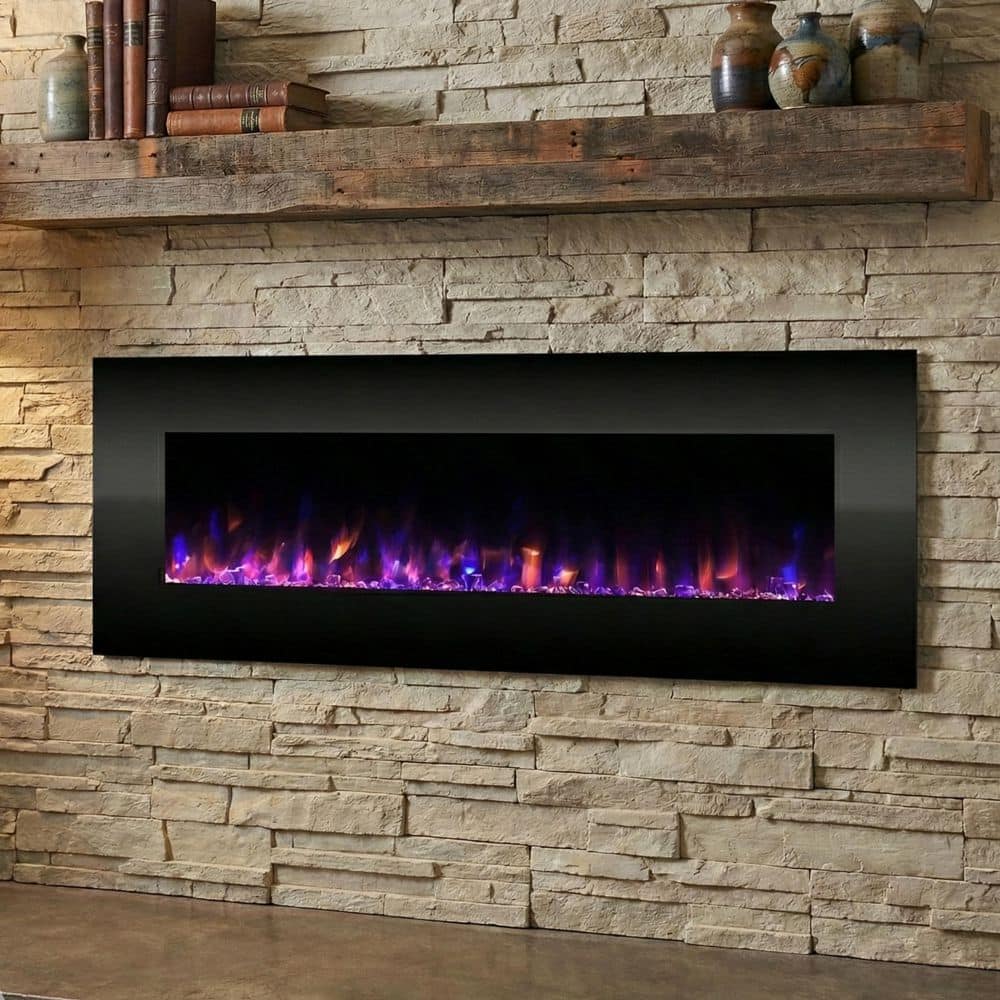 Northwest 54 in. No Heat LED Fire and Ice Electric Fireplace with ...