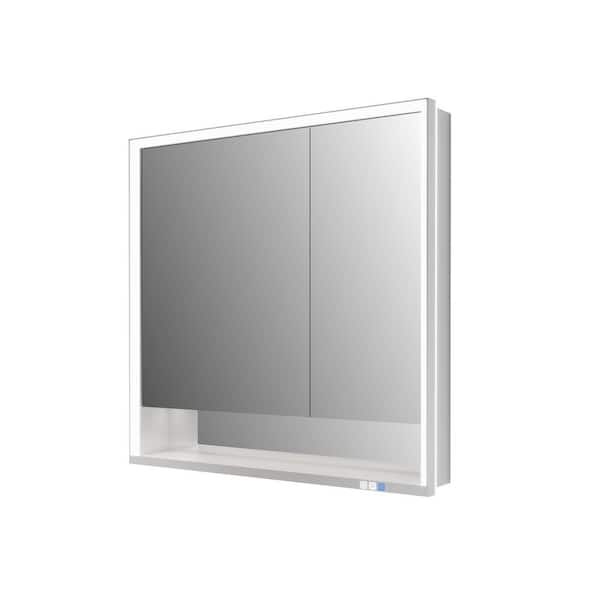 Elaro 36 in. W x 36 in. H Rectangular Aluminum Recessed/Surface Mount Medicine Cabinet with Mirror, Backlit&Front Light