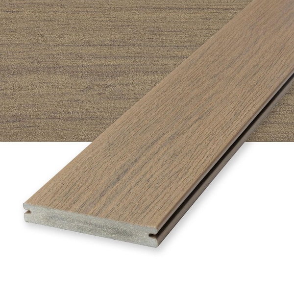 Deckorators Vista 1 in. x 6 in. x 16 ft. Dunewood Brown Grooved Edge Composite Deck Board