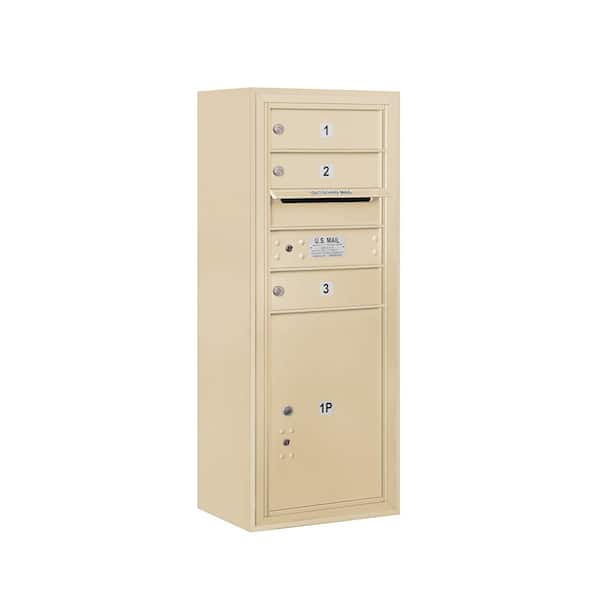 Salsbury Industries 3800 Horizontal Series 3-Compartment with 1-Parcel Locker Surface Mount Mailbox