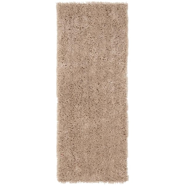 SAFAVIEH Classic Shag Ultra Taupe 2 ft. x 8 ft. Solid Runner Rug