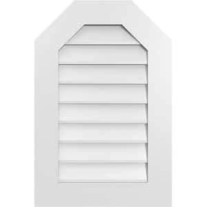 20 in. x 30 in. Octagonal Top Surface Mount PVC Gable Vent: Decorative with Standard Frame