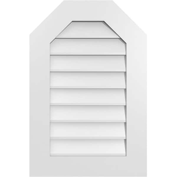 Ekena Millwork 20 in. x 30 in. Octagonal Top Surface Mount PVC Gable Vent: Decorative with Standard Frame