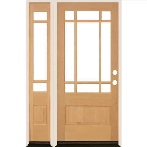 Krosswood Doors 36 in. x 80 in. 3/4 Prairie-Lite with Beveled Clear Glass Unfinished Left Hand Hemlock Prehung Front Door w/ LSL