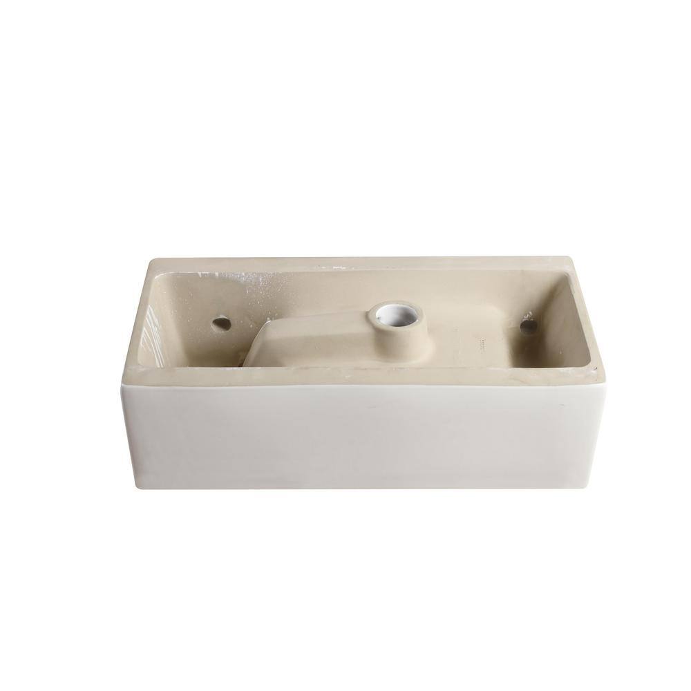 Elanti White Ceramic Rectangular Wall-Mount Bathroom Sink