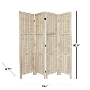 5.5 ft. Burnt White Matchstick 4-Panel Room Divider