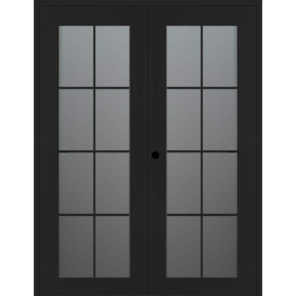 Vona 8-Lite 64 in. x 80 in. Right Active 8-Lite Frosted Glass Black Matte Wood Composite Double Prehung Interior Door price history on PriceWatchPro