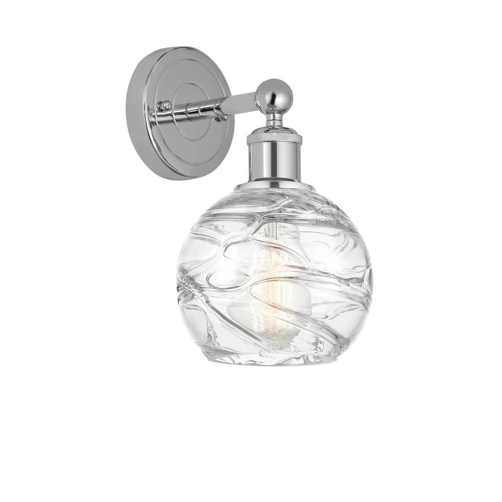 Athens Deco Swirl 1-Light Polished Chrome, Clear Deco Swirl Wall Sconce with Clear Glass Shade price history on PriceWatchPro