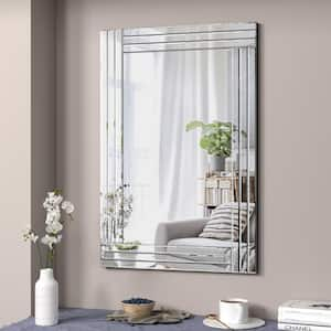 23.6 in. W x 35.4 in. H Rectangle Framed Silver Wall Mirror