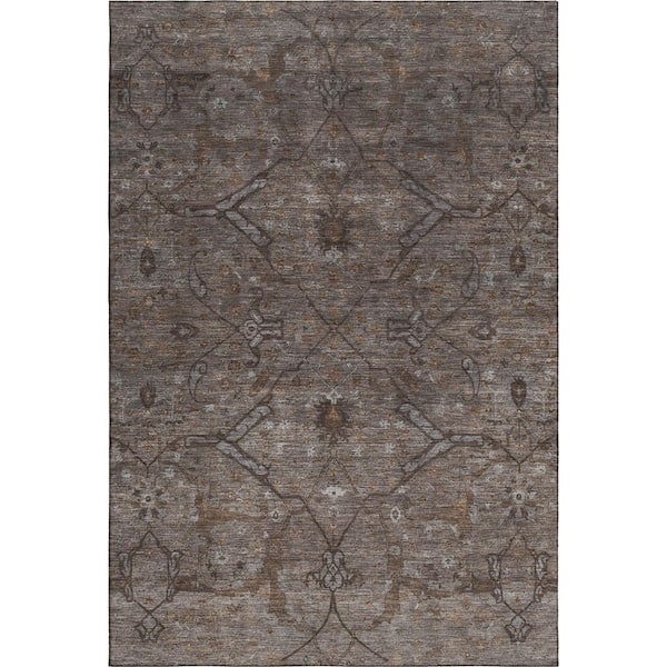 Mayfield Premium Machine Washable Abstract AMF2299 Brown 9 ft. x 12 ft. Area Rug