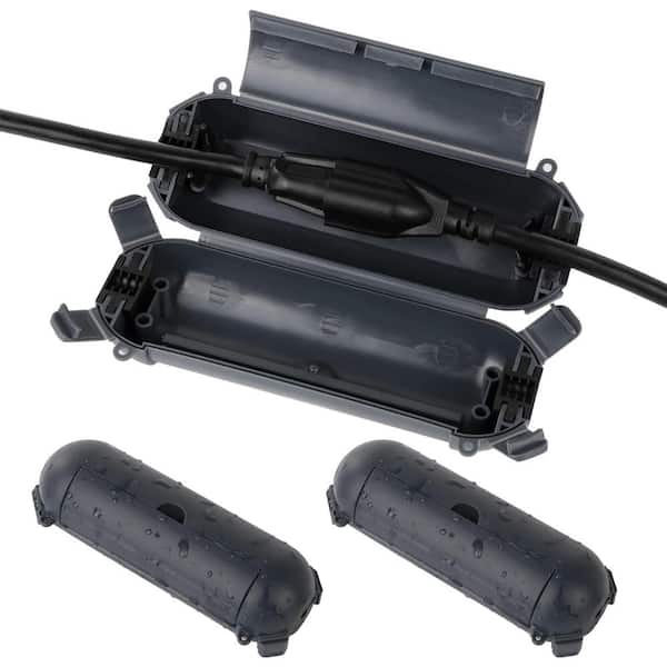 Compact 2.3 in. x 7.1 in. x 2.3 in. Rubber Gray 1-Gang Outdoor Extension Cord Safety Cover (3-Pack)