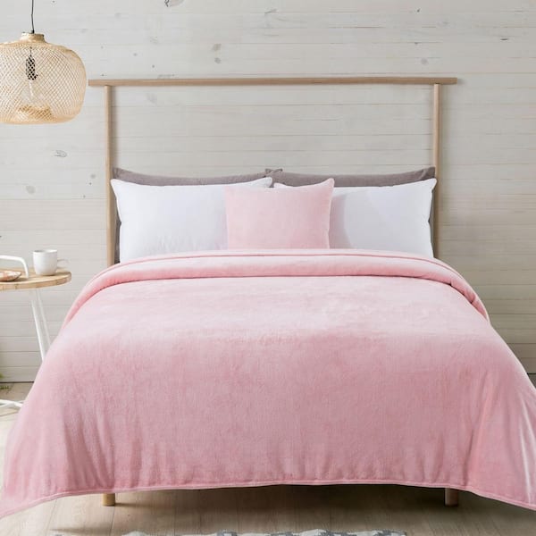 New Sega Home Solid Pink Plush Polyester King Blanket