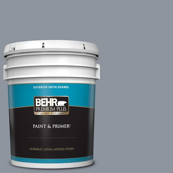 BEHR PREMIUM PLUS 5 gal. #BXC-88 Cool December Satin Enamel Exterior Paint & Primer