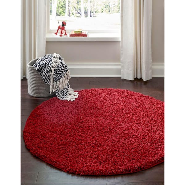 6'x9' Solid Shag Rug Cherry Red - Unique Loom