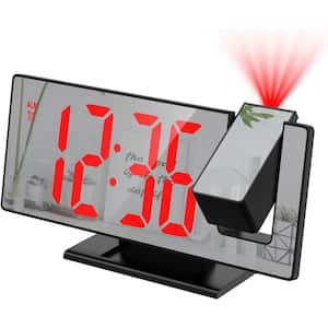 7.8 in. Large Screen 180° Projection Alarm Digital Clock in Red for Bedroom Office