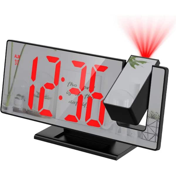 Aoibox 7.8 in. Large Screen 180° Projection Alarm Digital Clock in Red for Bedroom Office