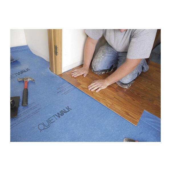 Quietwalk 100 Sq Ft 3 Ft X 33 3 Ft X 3 Mm Underlayment W Sound Moisture Barrier For Laminate Engineered Floors 30 Pack Qw100b1lt The Home Depot
