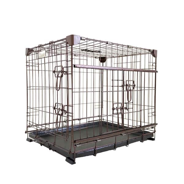 Dwell Series 24 in. W x 21 in. H x 18 in. D Bronze Metal Dog Crate with Sliding Door