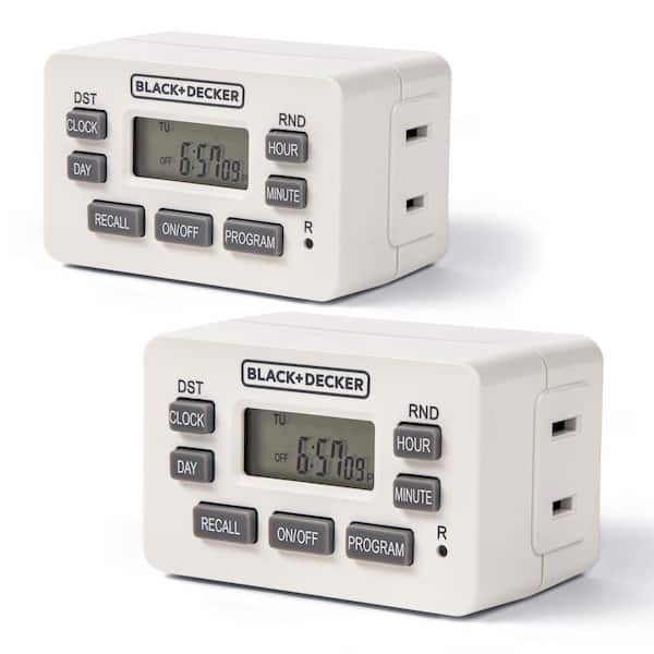 Indoor Light Programmable Polarized Outlet Timers Digital Timer Outlet (2-Pack)