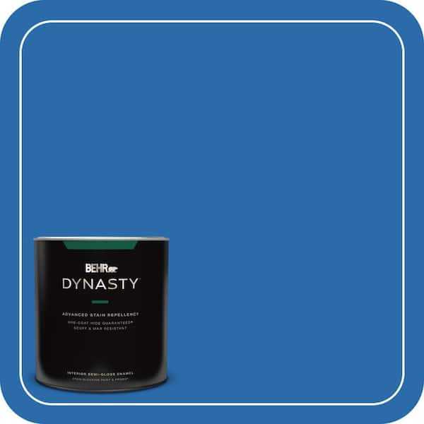 BEHR DYNASTY 1 qt. #MQ4-24 Electric Blue One-Coat Hide Semi-Gloss Enamel Interior Stain-Blocking Paint and Primer