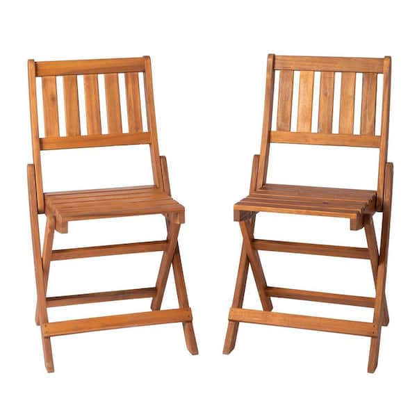 Patio Acacia Wood Folding Chair Dining Chair (Set of 2)