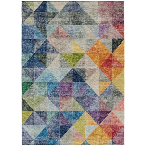 Chantille Machine Washable Indoor/Outdoor Abstract ACN2006 Putty 5 ft. x 7 ft. 6 in. Area Rug