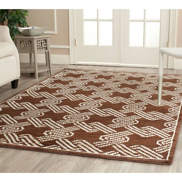 Mosaic 4 ft. x 6 ft. Brown/Creme Trellis Area Rug