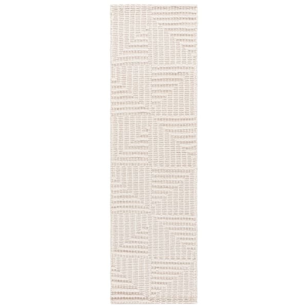 Natura 2 ft. x 8 ft. Ivory High-Low Diamond Solid Runner Rug