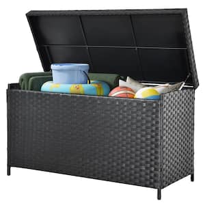 170 Gal. Water Resistant Wicker Deck Box All-Weather Outdoor Storage Box for Patio Furniture