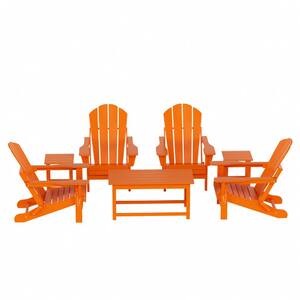 Crafton Orange 7-Piece HDPE Plastic Adirondack Patio Conversation Set